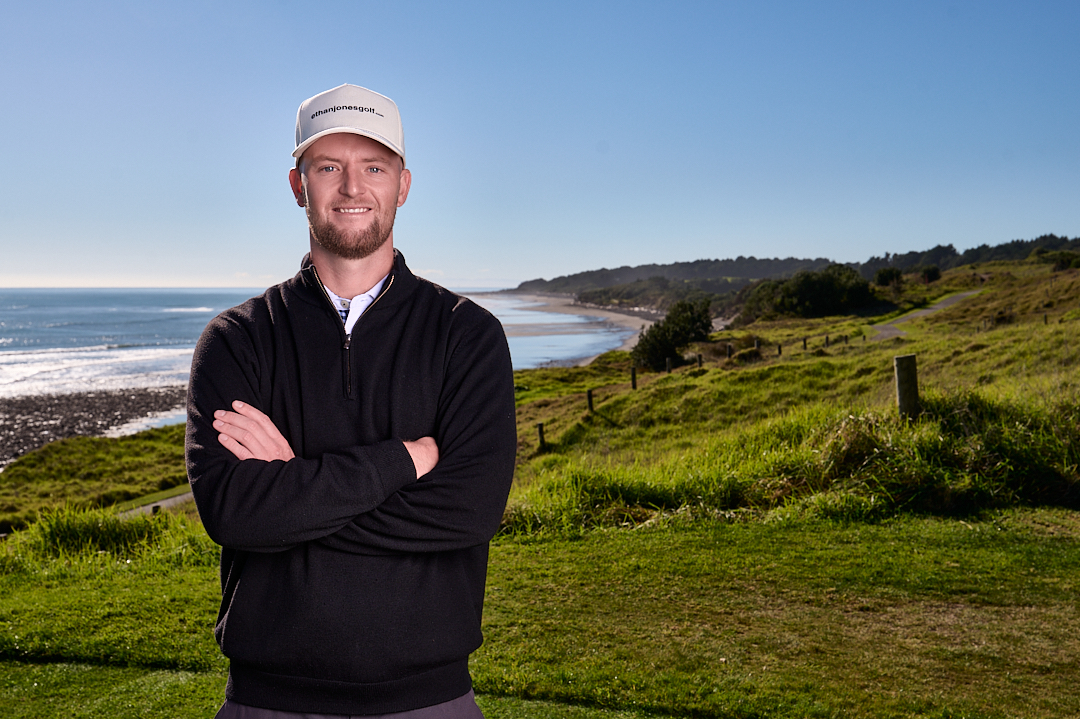 Ethan Jones on a coastal golf course